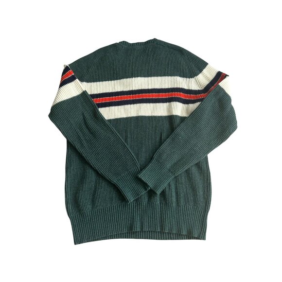GAP Men's Ribbed Green Striped Crewneck Sweater Size Medium - Picture 2 of 5